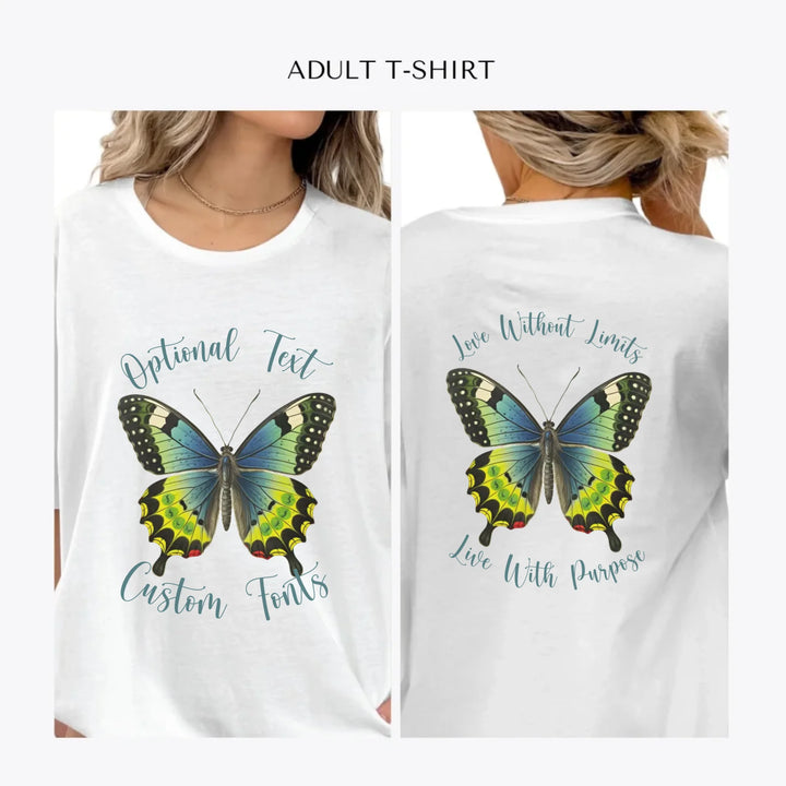 Vintage-Green-Butterflies-personalized-women-unisex-adult-t-shirt-artfulane