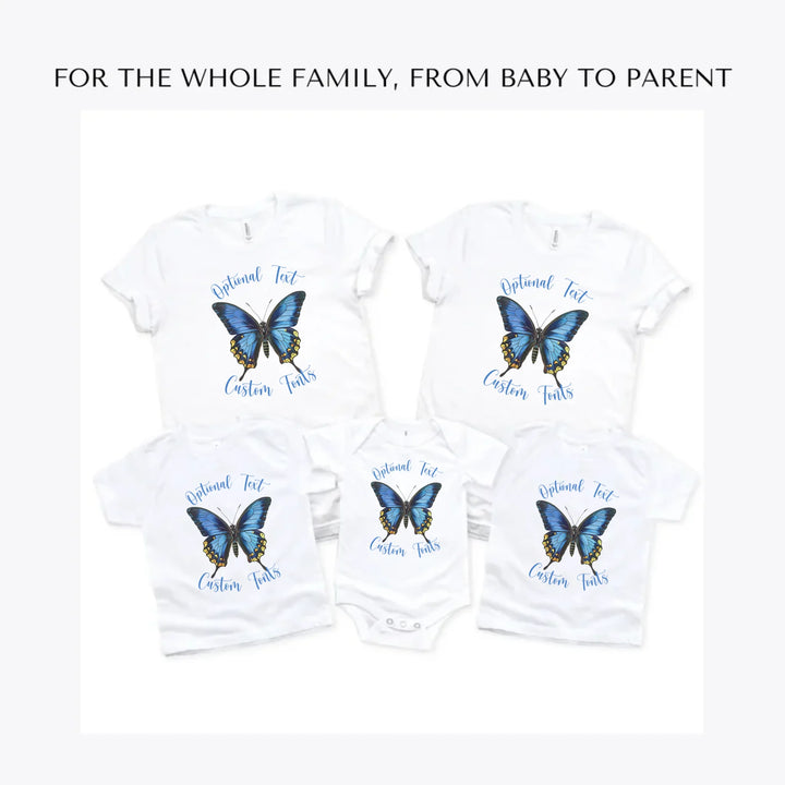 Vintage-Blue-Butterflies-custom-t-shirts-adult-youth-toddler-baby-sizes-artfulane