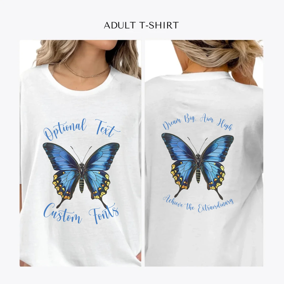 Vintage-Blue-Butterflies-personalized-women-unisex-adult-t-shirt-artfulane