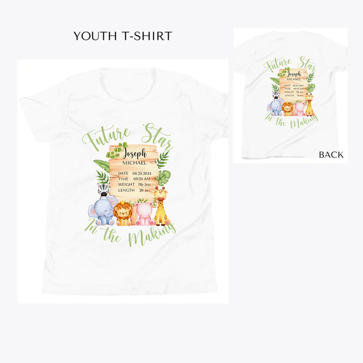 Cute-Safari-Animals-Baby-Announcement-custom-youth-t-shirt-artfulane