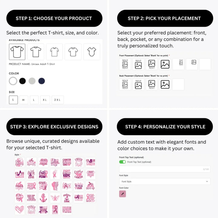 how-to-design-custom-Pink-Cancer-Awareness-t-shirt-personalization-options-artfulane