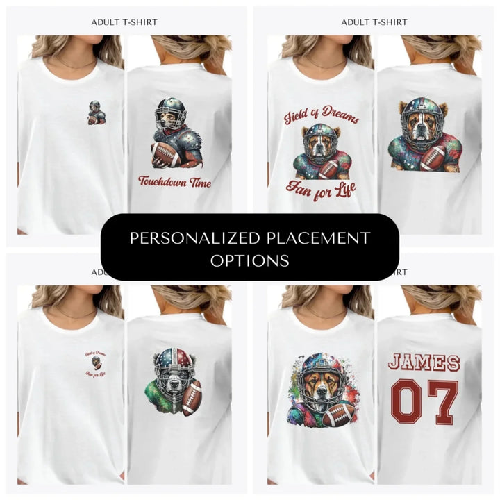 Dog-Football-custom-adult-t-shirt-design-placement-front-back-pocket-artfulane