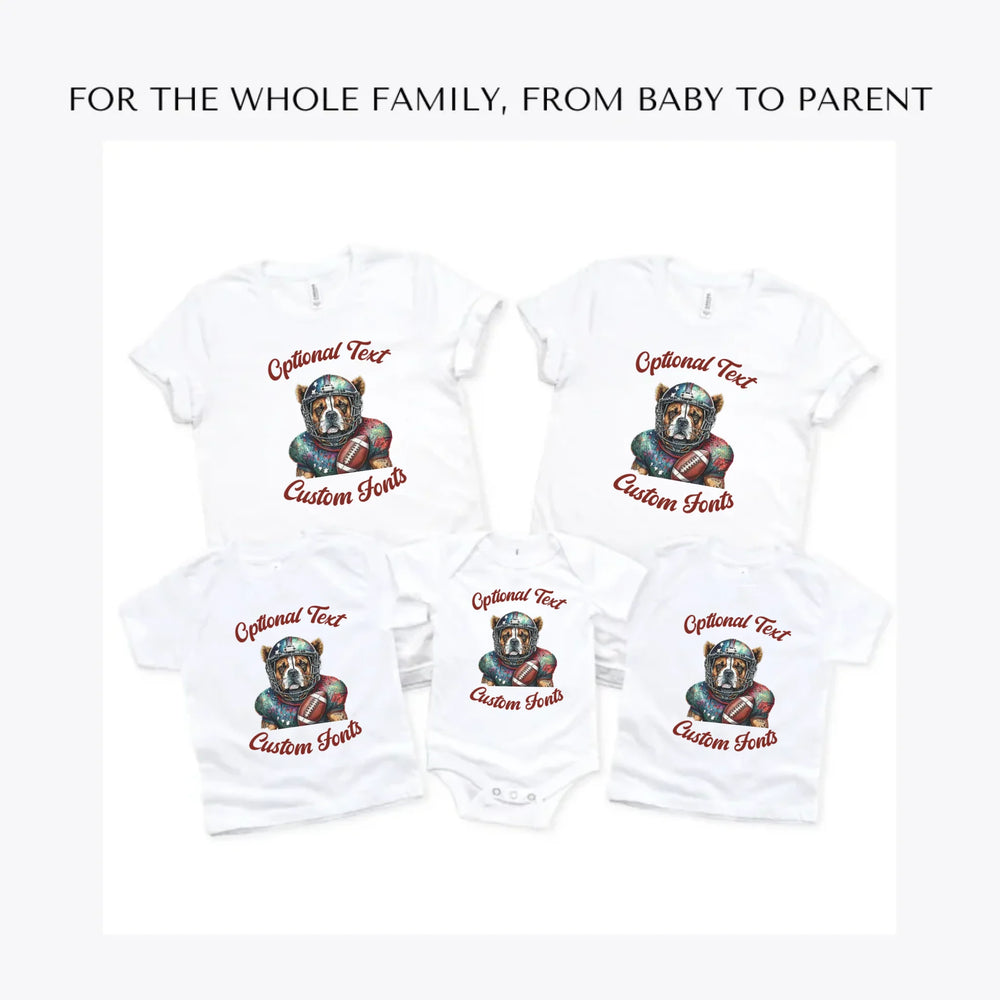 Dog-Football-custom-t-shirts-adult-youth-toddler-baby-sizes-artfulane