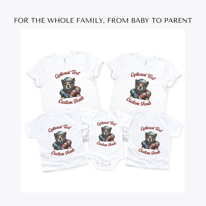 Dog-Football-custom-t-shirts-adult-youth-toddler-baby-sizes-artfulane