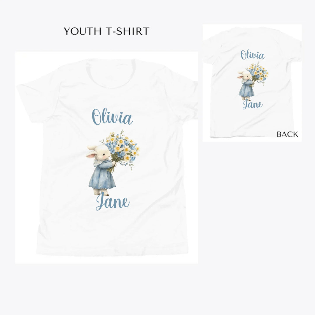 Floral-Spring-Woodland-Animal-custom-youth-t-shirt-artfulane