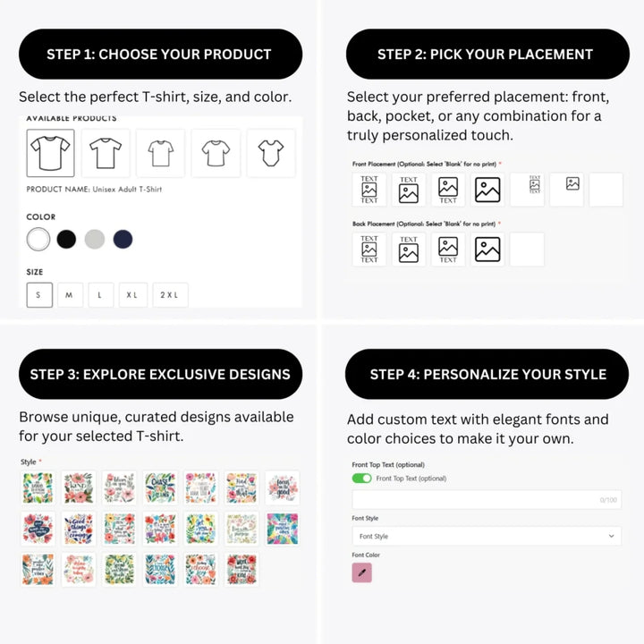 how-to-design-custom-Inspirational-Floral-t-shirt-personalization-options-artfulane