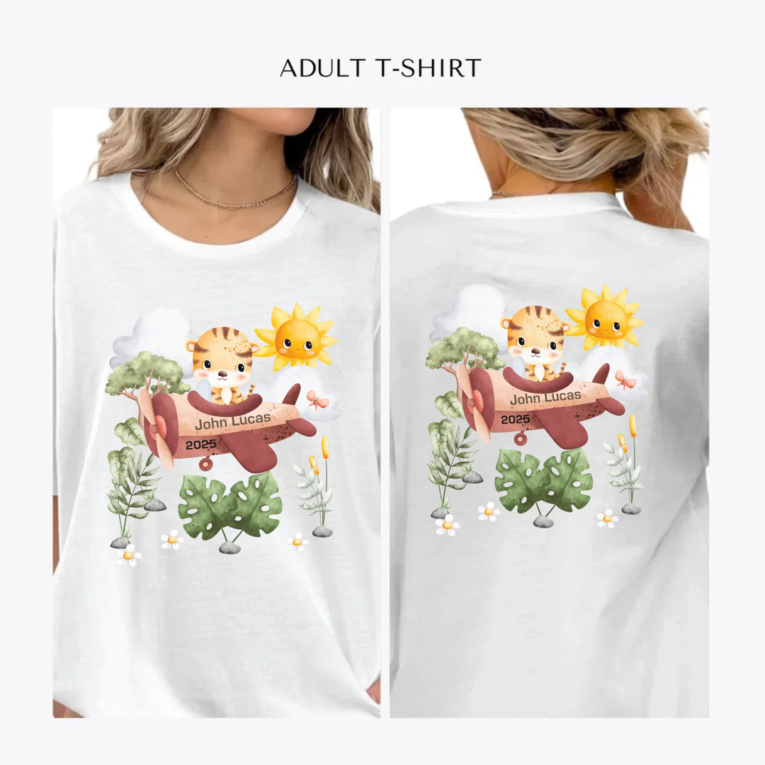 Watercolor-Safari-Animal-Pilot-personalized-women-unisex-adult-t-shirt-artfulane