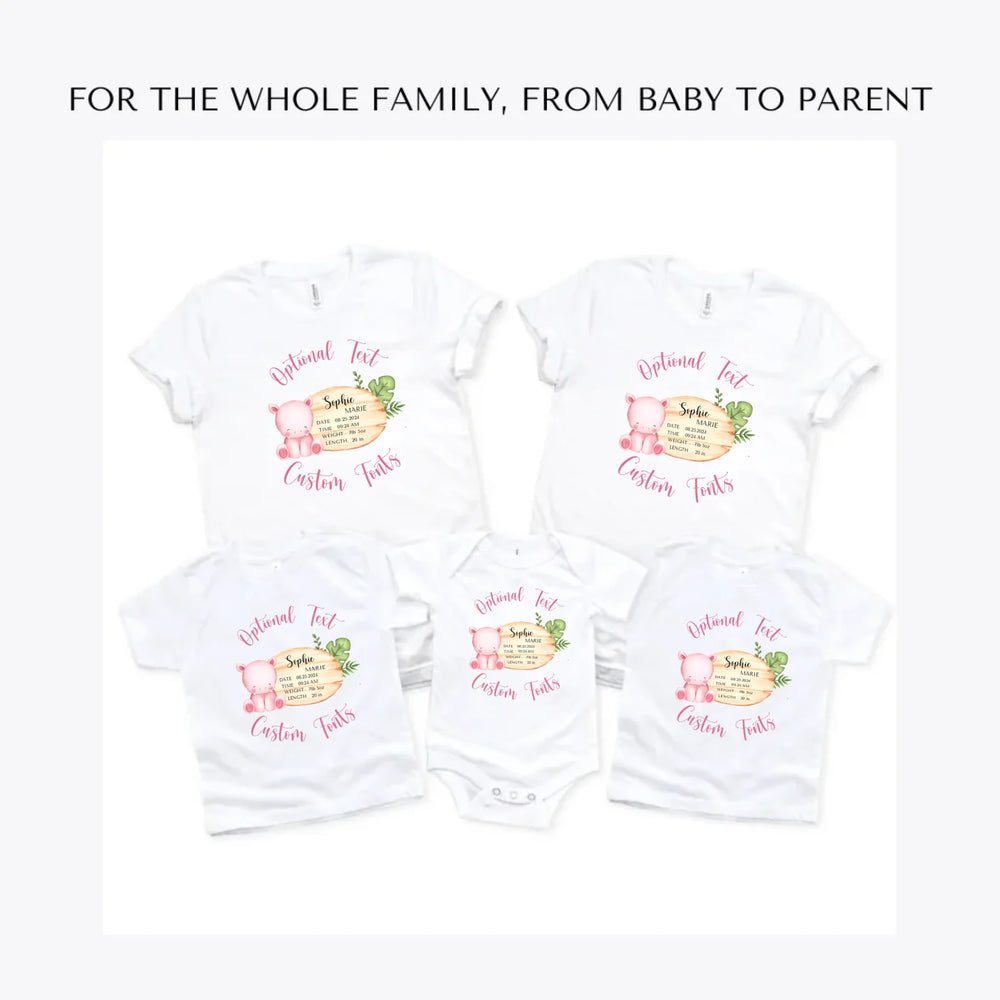 Cute-Hippo-Safari-Baby-Announcement-custom-t-shirts-adult-youth-toddler-baby-sizes-artfulane