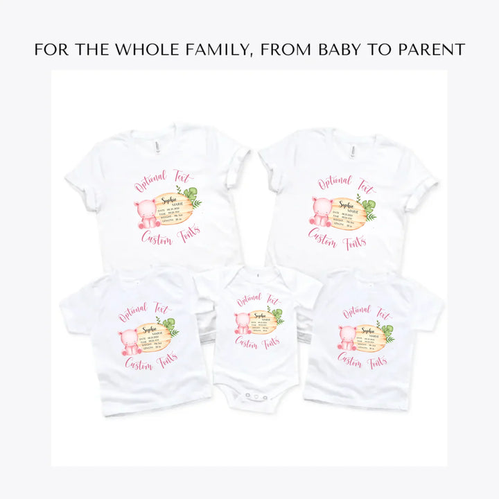 Cute-Hippo-Safari-Baby-Announcement-custom-t-shirts-adult-youth-toddler-baby-sizes-artfulane