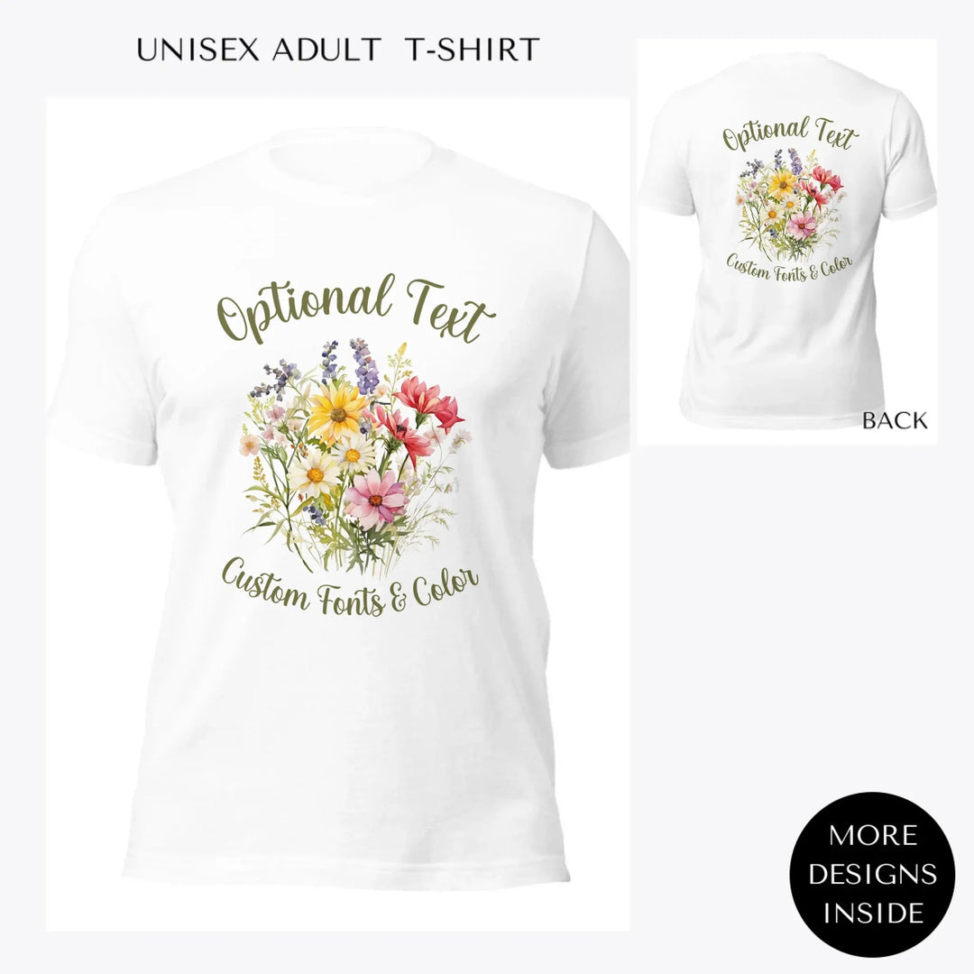 Watercolor-Wildflower-Bouquet-custom-women-unisex-adult-t-shirt-artfulane