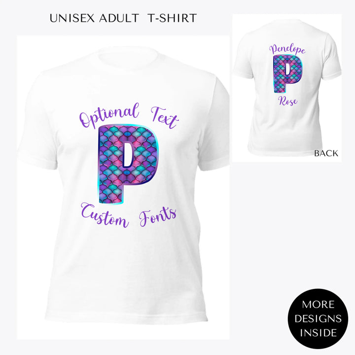 Mermaid-Initial-custom-women-unisex-adult-t-shirt-artfulane