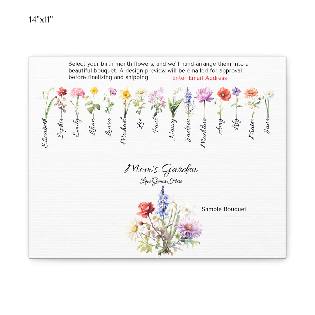 Custom-Watercolor-Birth-Month-Flower-Bouquet-wall-art-14x11-stretched-canvas-artfulane