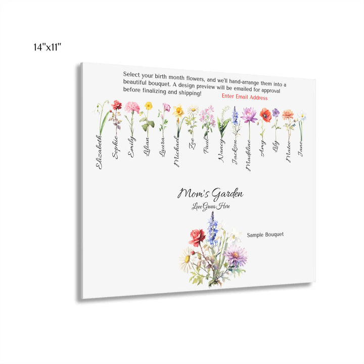 Custom-Watercolor-Birth-Month-Flower-Bouquet-wall-art-14x11-acrylic-print-with-french-cleat-artfulane
