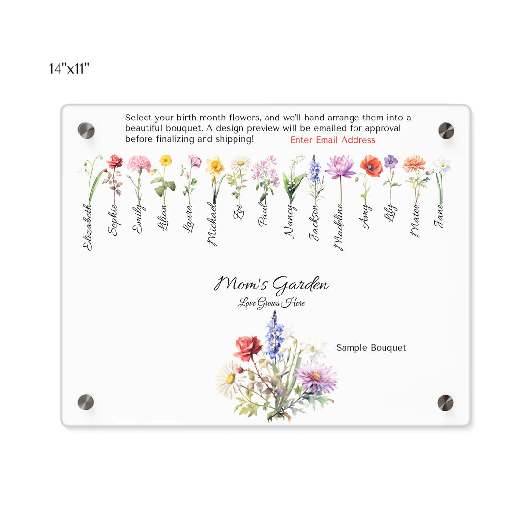 Custom-Watercolor-Birth-Month-Flower-Bouquet-14x11-acrylic-wall-art-panel-artfulane