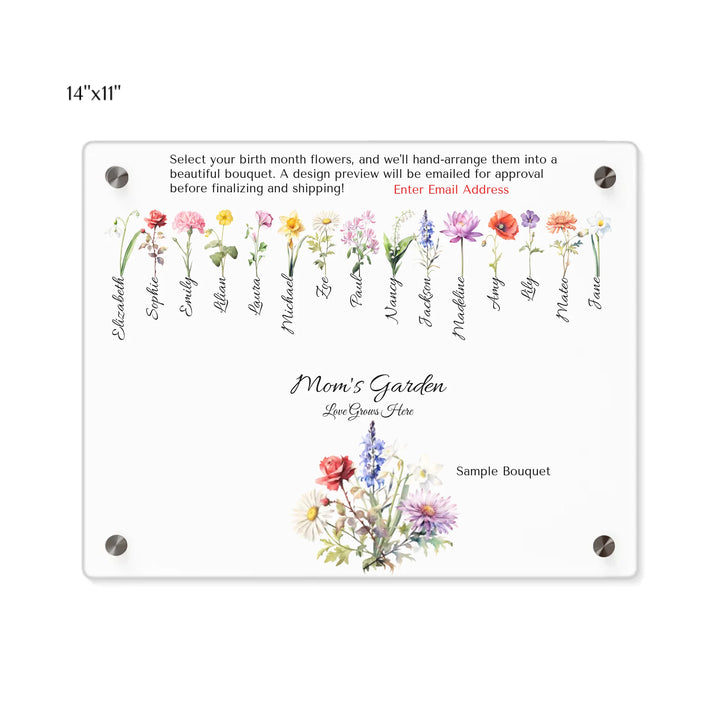 Custom-Watercolor-Birth-Month-Flower-Bouquet-14x11-acrylic-wall-art-panel-artfulane