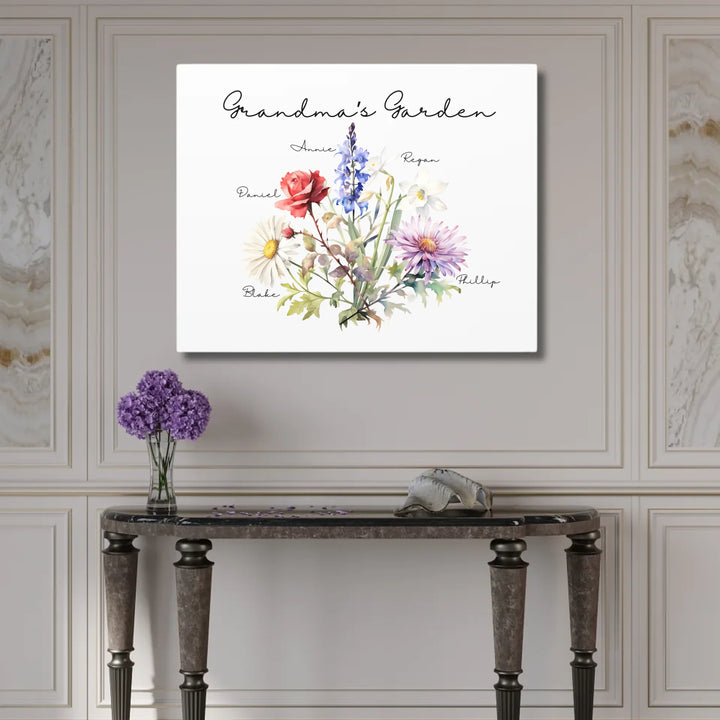 Custom-Watercolor-Birth-Month-Flower-Bouquet-wall-art-stretched-canvas-hanging-artfulane