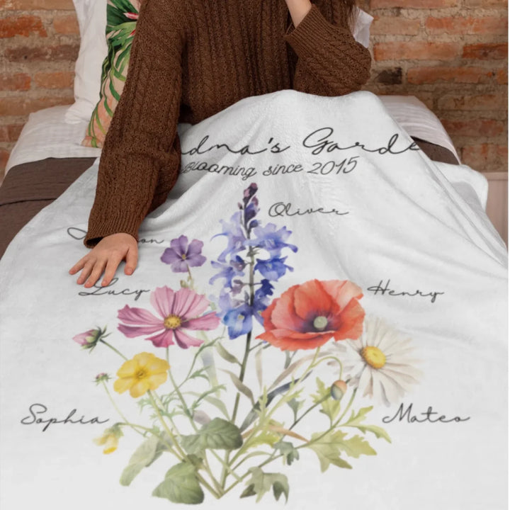 Custom-Watercolor-Birth-Month-Flower-bouquet-minky-Blanket-artfulane