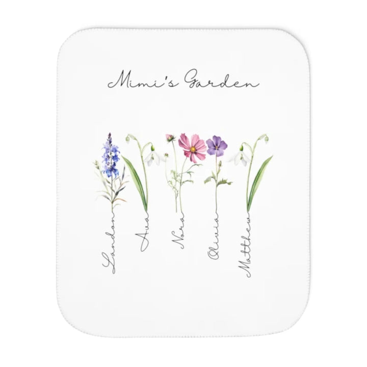 Custom-Watercolor-Birth-Month-Flower-Mimi's-Garden-Sherpa-Blanket-artfulane
