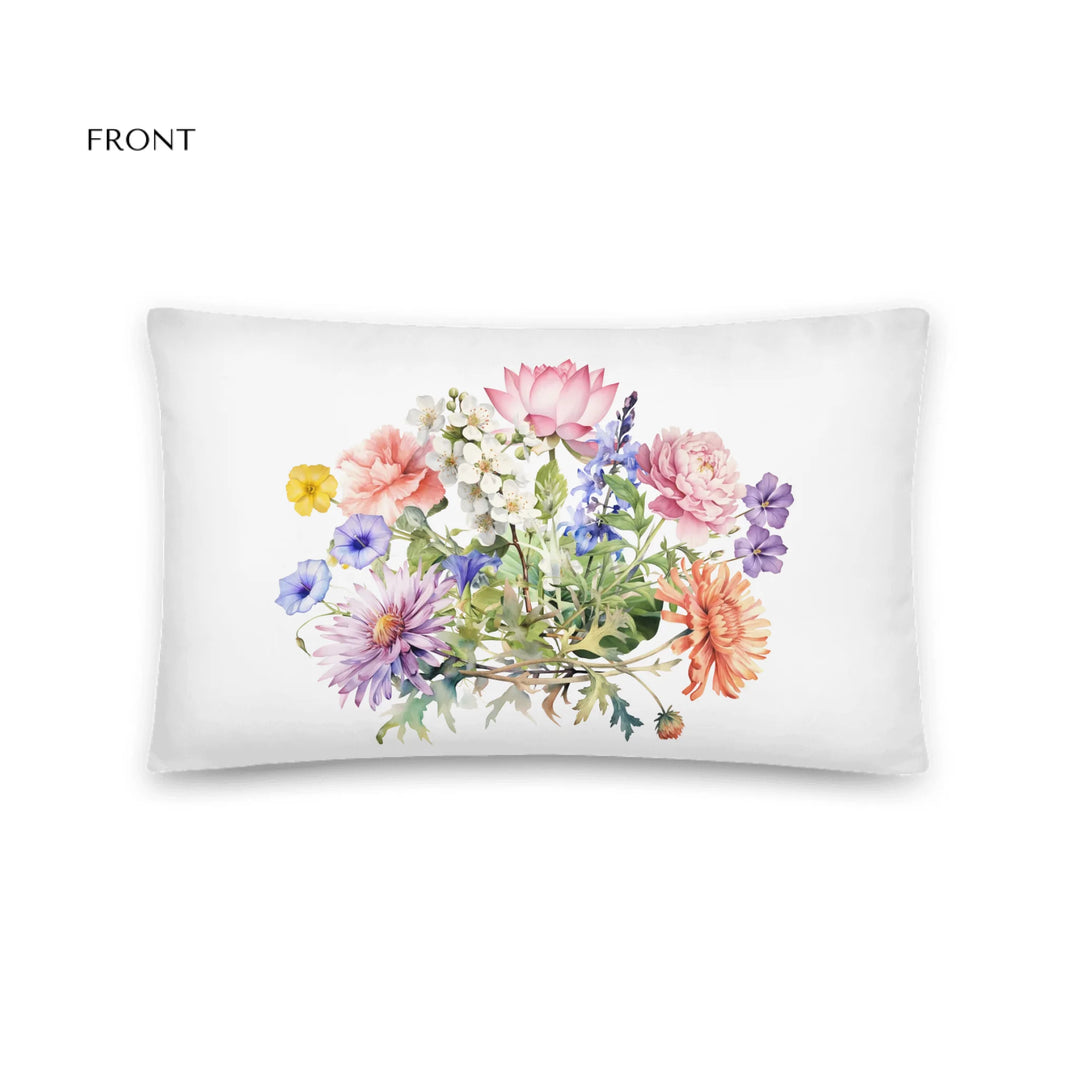 Custom-Watercolor-Birth-Month-Flower-Bouquet-lumbar-pillow-artfulane