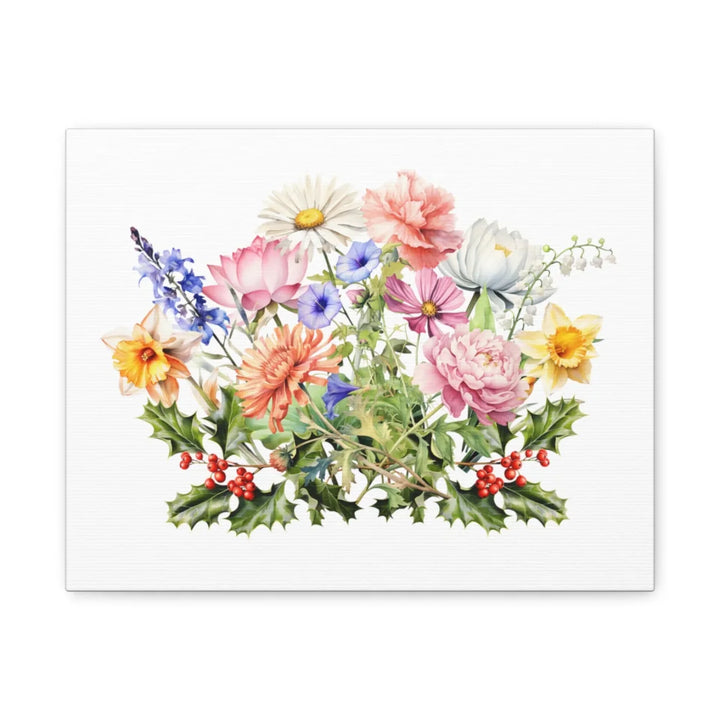 Custom-Watercolor-Birth-Month-Flower-Bouquet-wall-art-stretched-canvas-artfulane