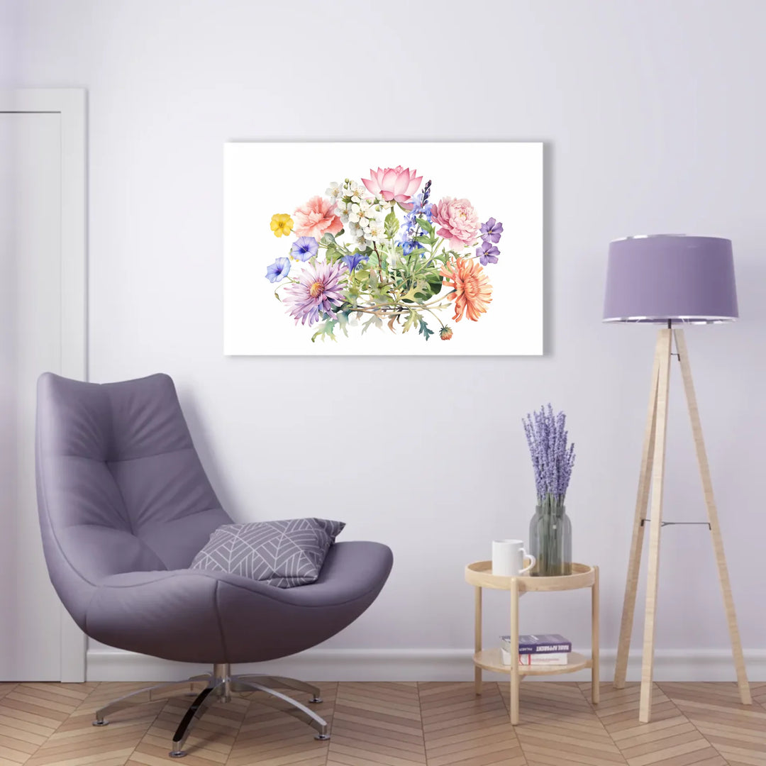Custom-Watercolor-Birth-Month-Flower-Bouquet-wall-art-acrylic-floating-print-on-wall-artfulane