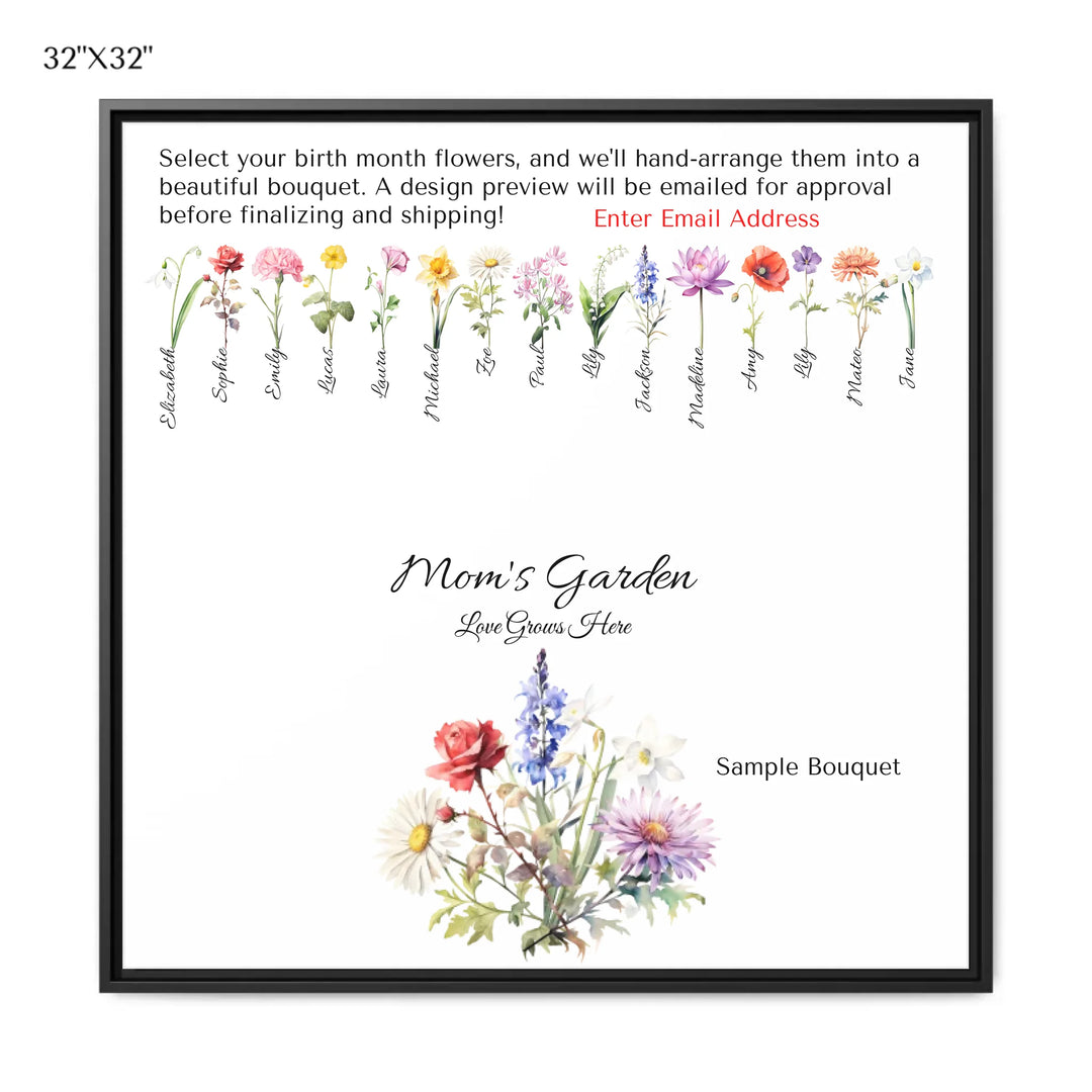 Custom-Watercolor-Birth-Month-Flower-Bouquet-wall-art-32x32-framed-canvas-artfulane