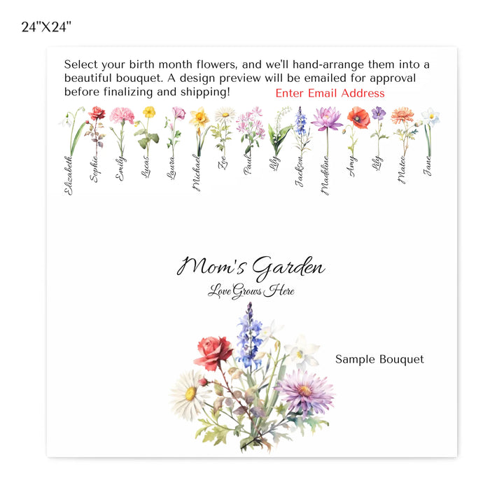 Custom-Watercolor-Birth-Month-Flower-Bouquet-wall-art-24x24-stretched-canvas-artfulane