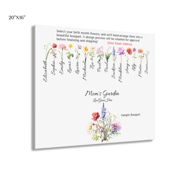 Custom-Watercolor-Birth-Month-Flower-Bouquet-wall-art-20x16-acrylic-print-with-french-cleat-artfulane