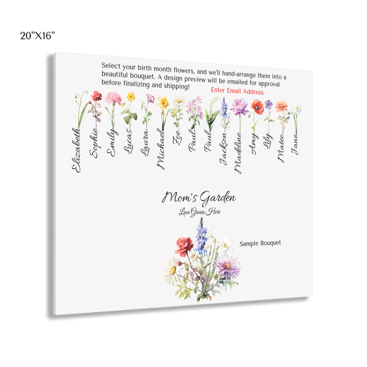 Custom-Watercolor-Birth-Month-Flower-Bouquet-wall-art-20x16-acrylic-floating-print-artfulane