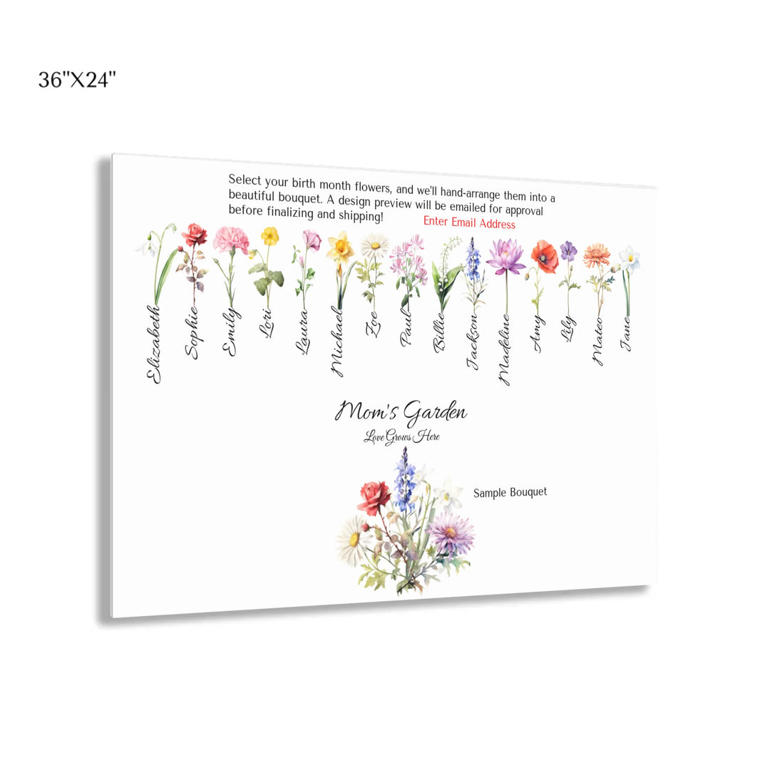Custom-Watercolor-Birth-Month-Flower-Bouquet-wall-art-36x24-acrylic-floating-print-artfulane
