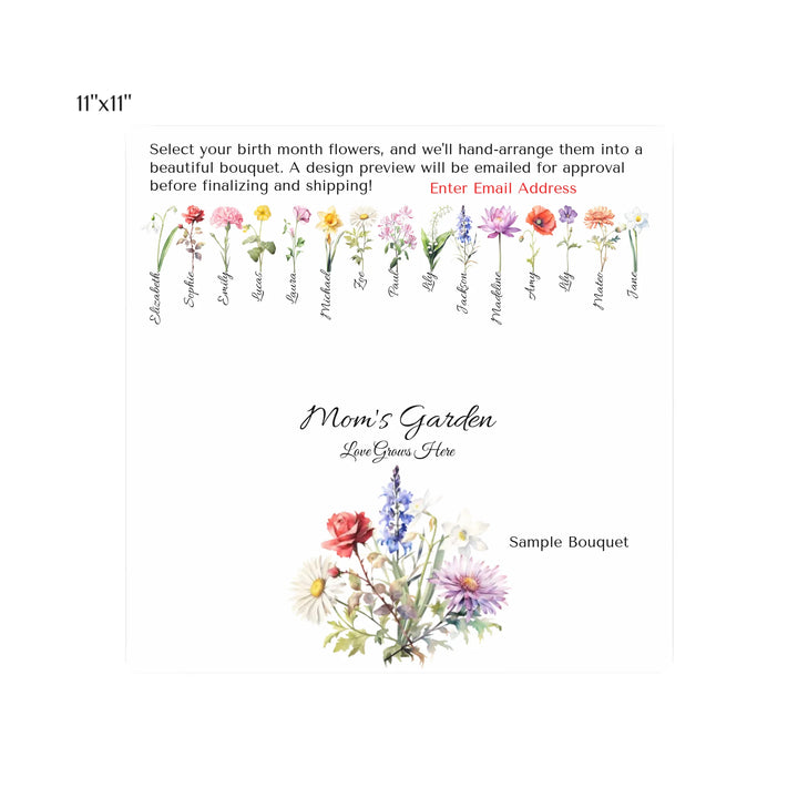Custom-Watercolor-Birth-Month-Flower-Bouquet-11x11-metal-wall-art-artfulane