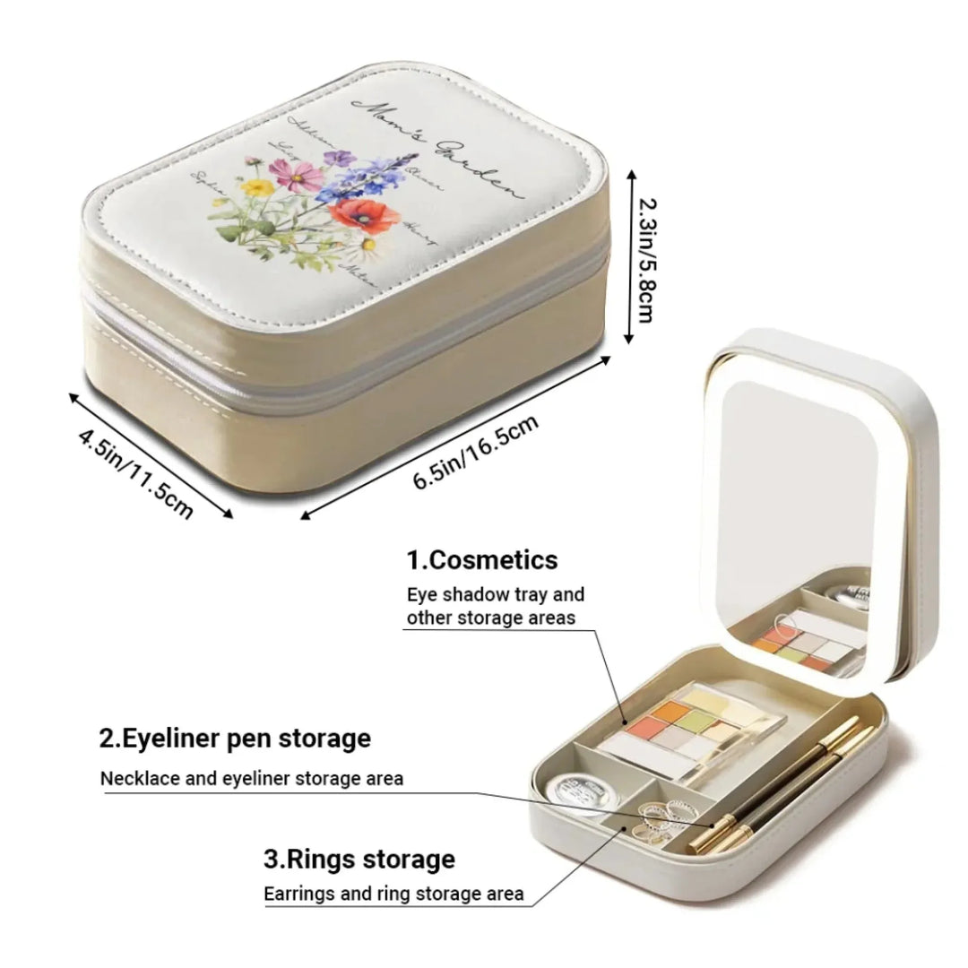 Custom-Birth-Month-Flower-Bouquet-LED-Make-Up-Box-size-chart-artfulane