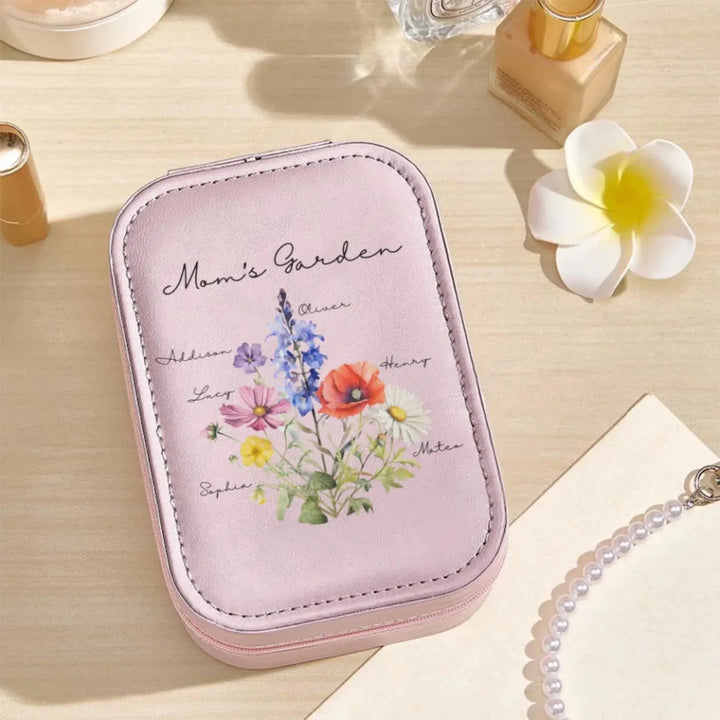 Custom-Birth-Month-Flower-Bouquet-LED-Make-Up-Box-front-view-artfulane