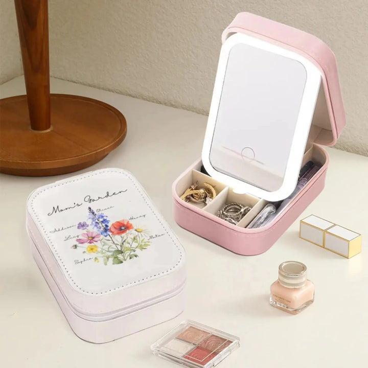 Custom-Birth-Month-Flower-Bouquet-LED-Make-Up-Box-usage-artfulane