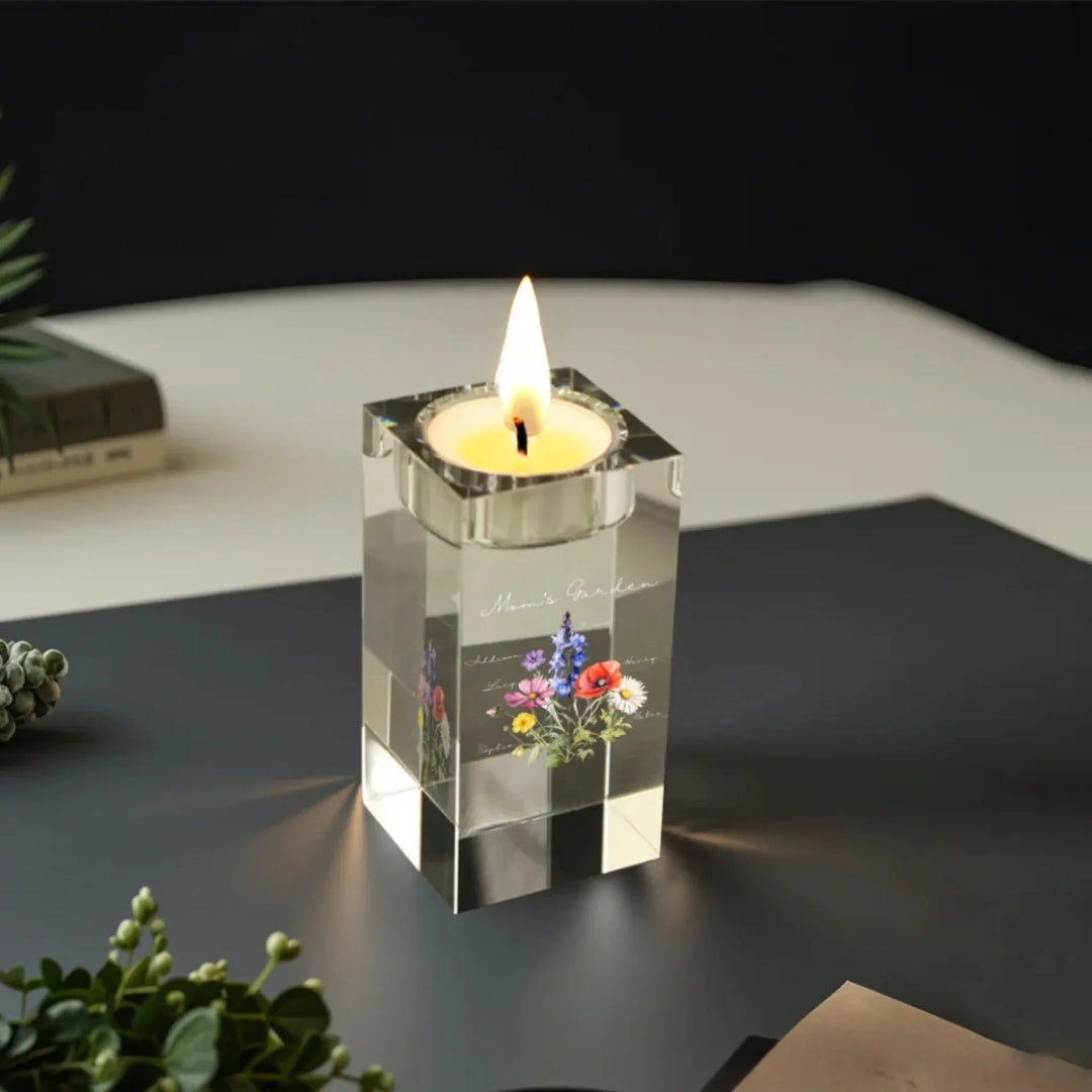 Custom-Birth-Month-Flower-Bouquet-Crystal-Candle-Holder-side-view-artfulane