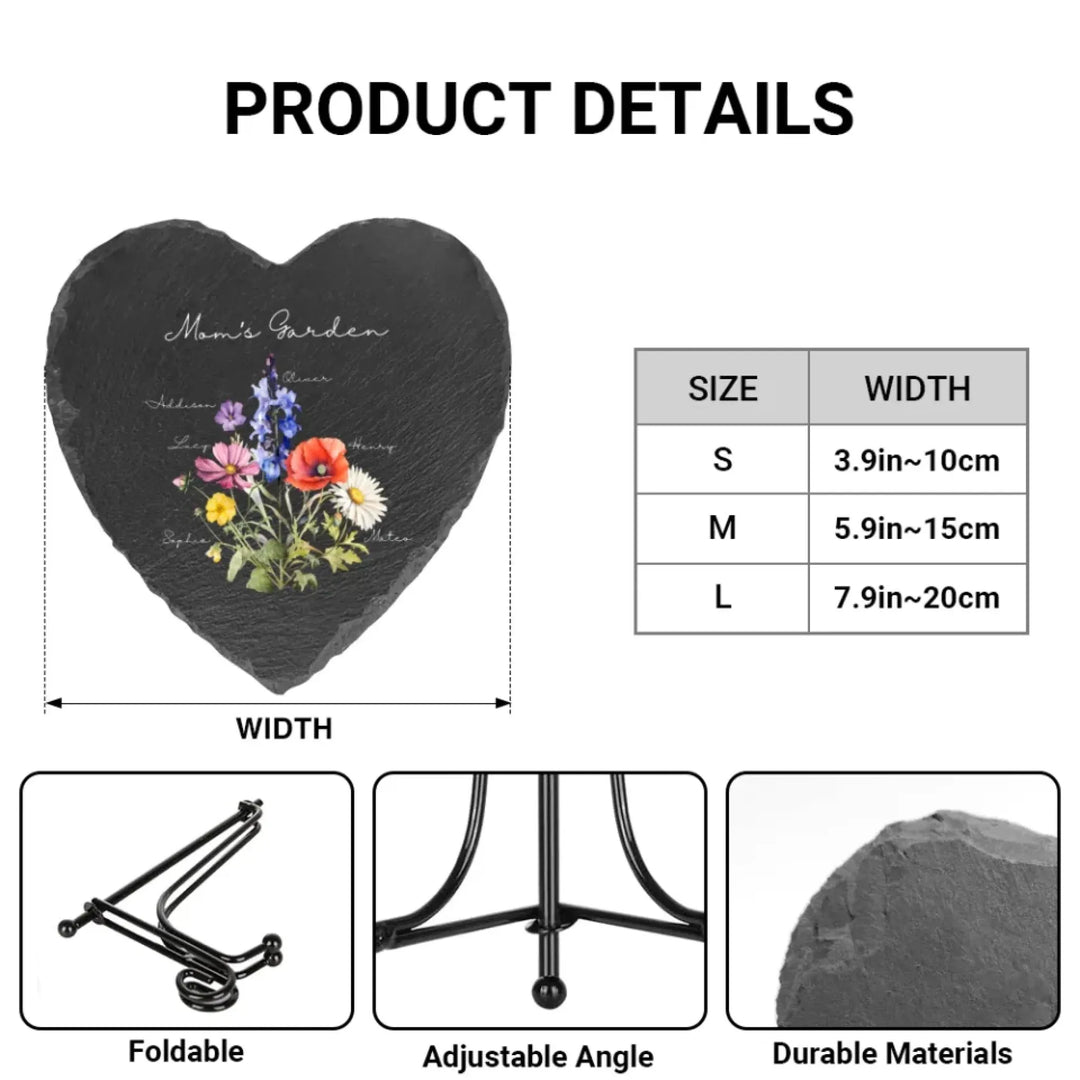 Custom-Birth-Month-Flower-Bouquet-Heart-Memorial-Stones-with-Iron-Stand-size-chart-artfulane