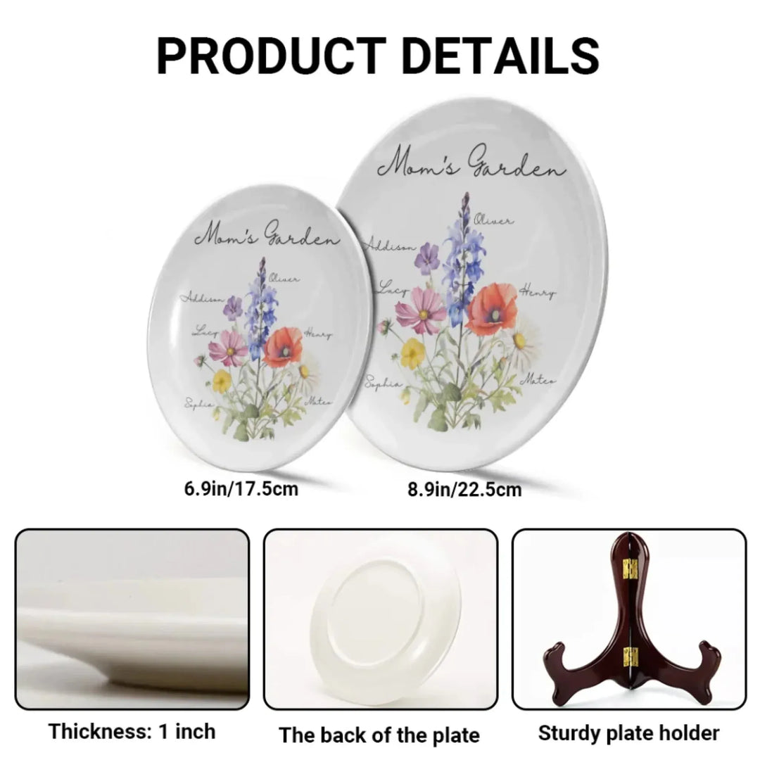 Custom-Birth-Flower-Bouquet-Ceramic-Round-Plate-with-Stand-size-chart-artfulane