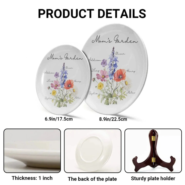 Custom-Birth-Flower-Bouquet-Ceramic-Round-Plate-with-Stand-size-chart-artfulane