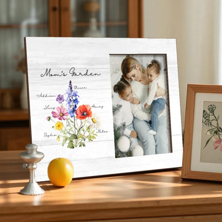 Custom-Birth-Flower-Bouquet-Wooden-Tabletop-Picture-Frame-usage-artfulane