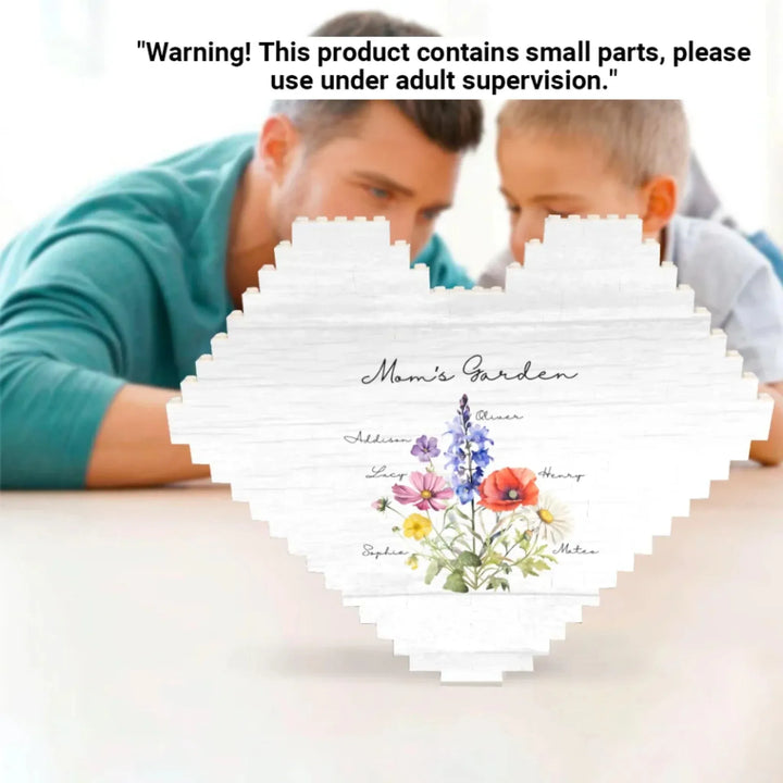 Custom-Birth-Month-Flower-Bouquet-Heart-Building-Brick-with-Stand-usage-artfulane