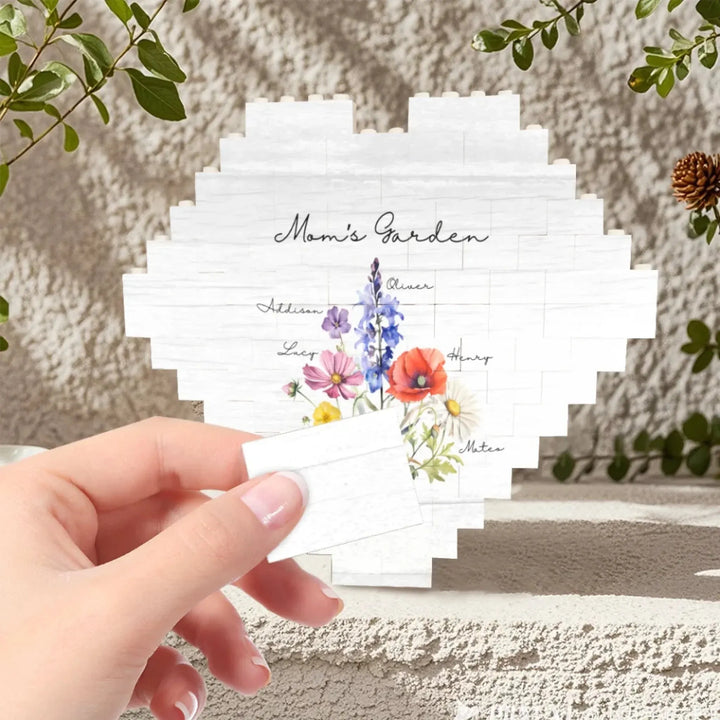 Custom-Birth-Month-Flower-Bouquet-Heart-Building-Brick-with-Stand-in-hand-artfulane