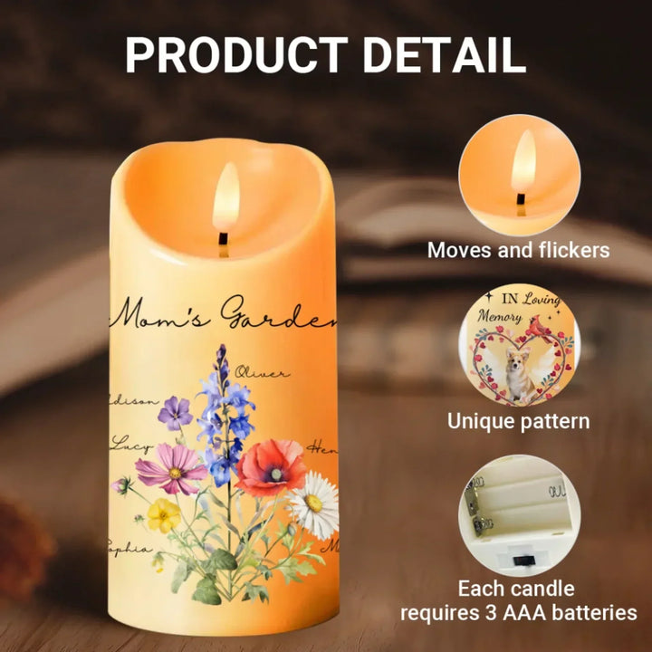 Custom-Birth-Flower-Bouquet-LED-Candle-details-artfulane
