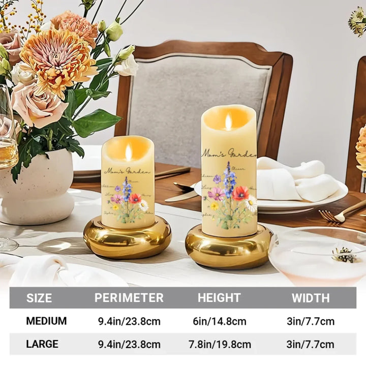 Custom-Birth-Flower-Bouquet-LED-Candle-size-chart-artfulane