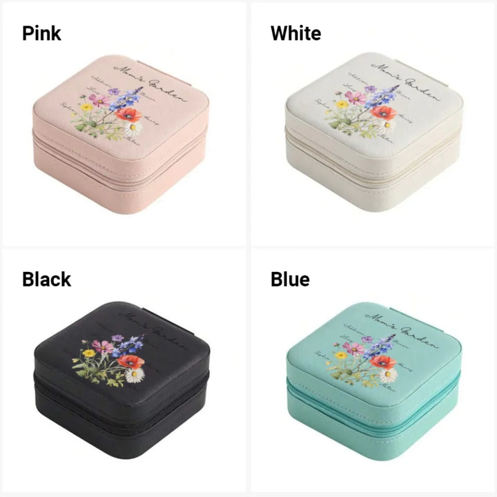 Custom-Birth-Month-Flower-Bouquet-Travel-Jewelry-Box-in-4-colors-artfulane
