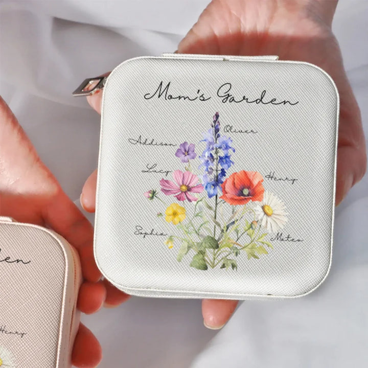 Custom-Birth-Month-Flower-Bouquet-Travel-Jewelry-Box-front-view-artfulane