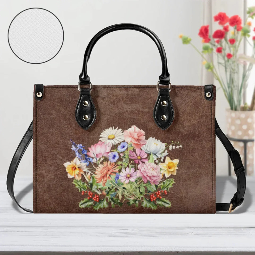 Custom-Birth-Month-Flower-Bouquet-Twill-Faux-Leather-Handbag-artfulane