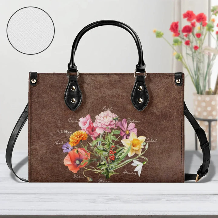 Custom-Birth-Month-Flower-Bouquet-Twill-Faux-Leather-Handbag-artfulane