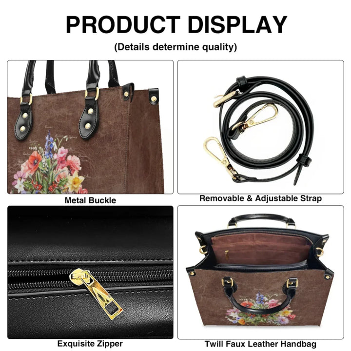 Custom-Birth-Month-Flower-Bouquet-Twill-Faux-Leather-Handbag-details-artfulane