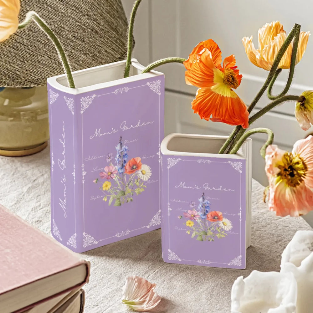 Custom-Birth-Month-Flower-Bouquet-Ceramic-Book-Vase-artfulane