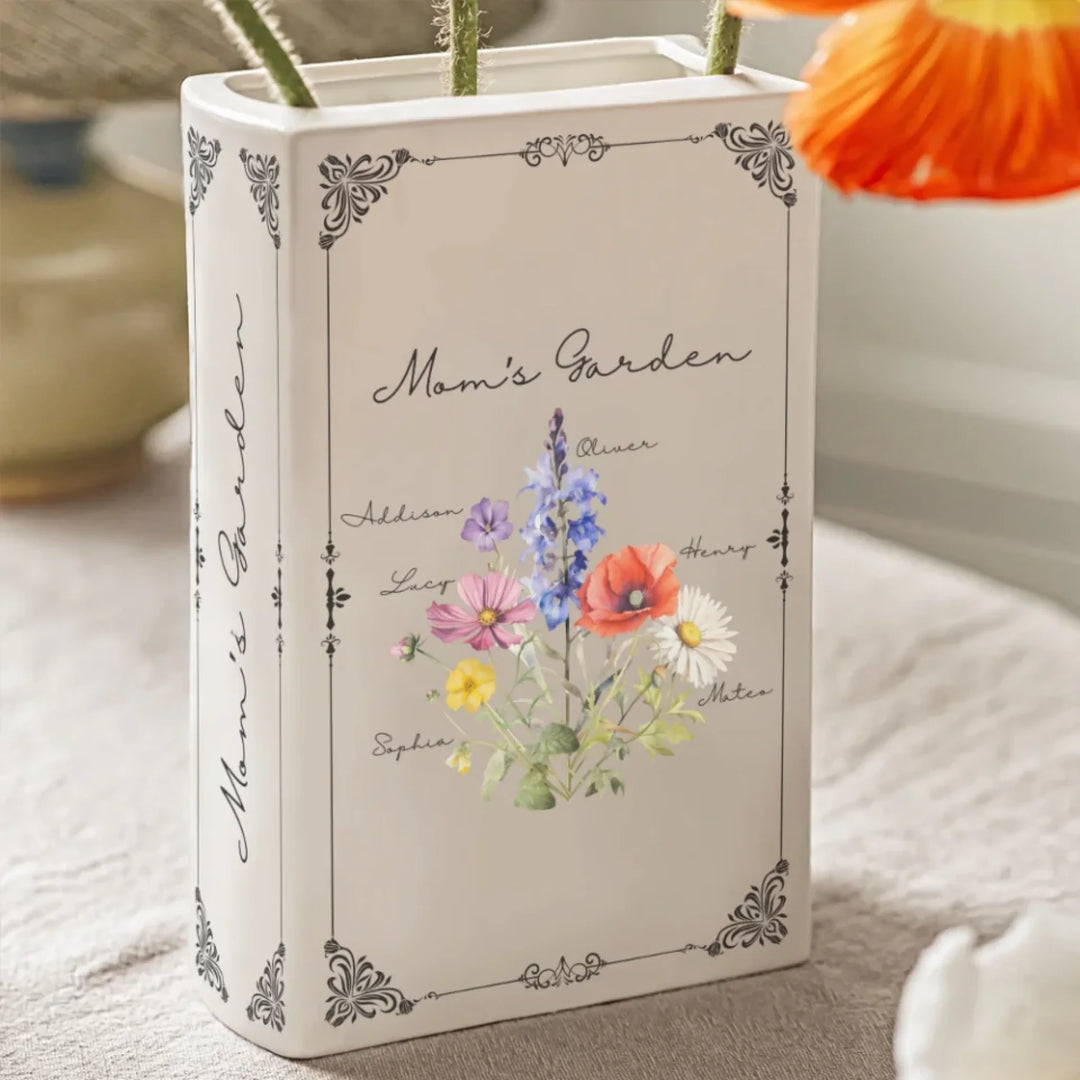 Custom-Birth-Month-Flower-Bouquet-Ceramic-Book-Vase-artfulane